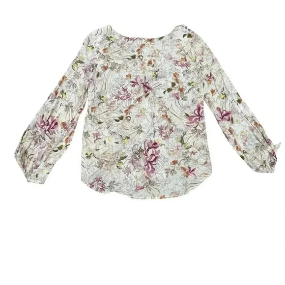 NWT ANTHROPOLOGIE Maeve Cream Floral Print Balloon Sleeve Tie Blouse. Size XS - Picture 9 of 14